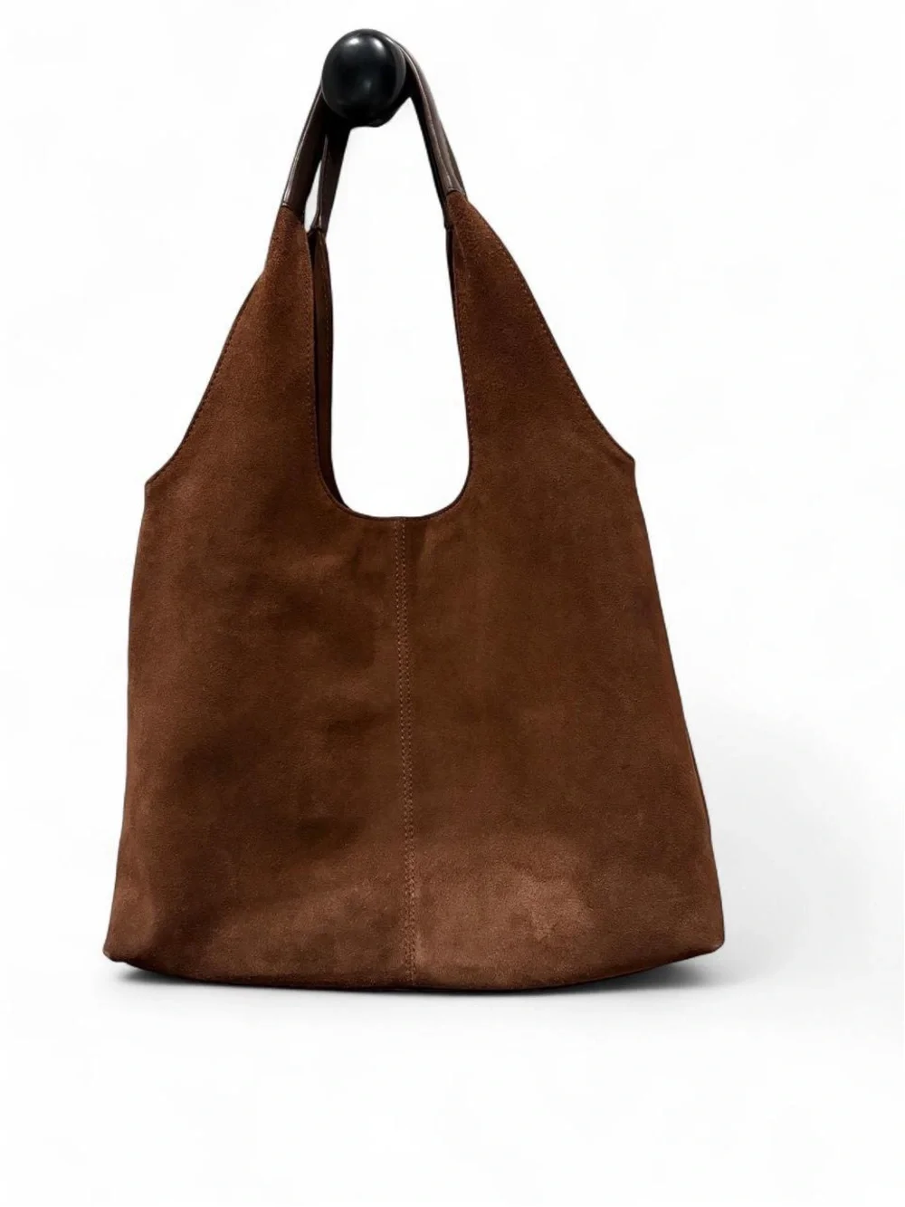 Brown Suede Tote Bag - Minimal Everyday Shoulder Bag
